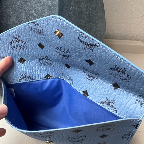 MCM Sky Blue Monogram Clutch